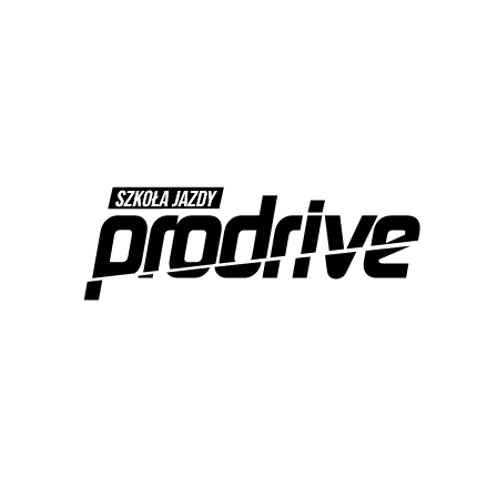 Logo szkoły jazdy Prodrive – czarno-biały logotyp Szkołą Jazdy Prodrive Radom